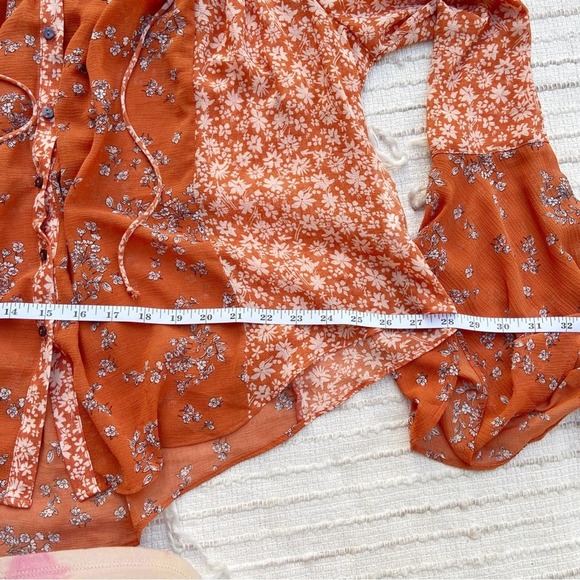 Free People Floral Rust Blouse - Picture 14 of 16